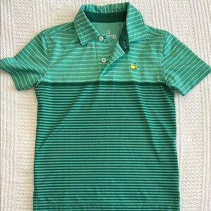 Masters Kids Green Striped Polo Golf Shirt